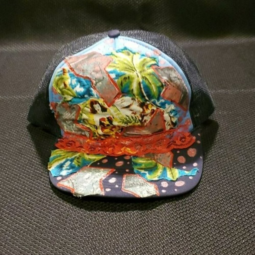 Trucker Hat, Custom Patchwork Euc - image 5
